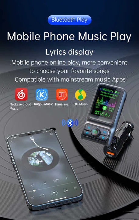 مصنع بلوتوث شاحن سيارة PD3.0 QC3.0 EQ . Factory Bluetooth Car Charger PD3.0 QC3.0 EQ Audio FM