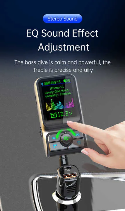 مصنع بلوتوث شاحن سيارة PD3.0 QC3.0 EQ . Factory Bluetooth Car Charger PD3.0 QC3.0 EQ Audio FM