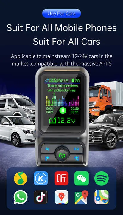 مصنع بلوتوث شاحن سيارة PD3.0 QC3.0 EQ . Factory Bluetooth Car Charger PD3.0 QC3.0 EQ Audio FM