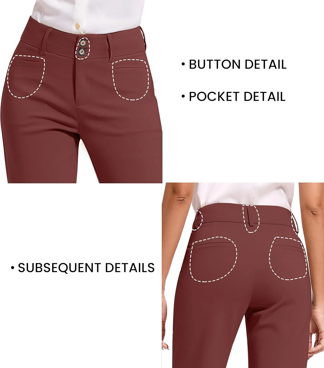 2025 Women Stretch Business Straight Leg Dress Pants with Pockets Wear to Work Casual Suitpants
