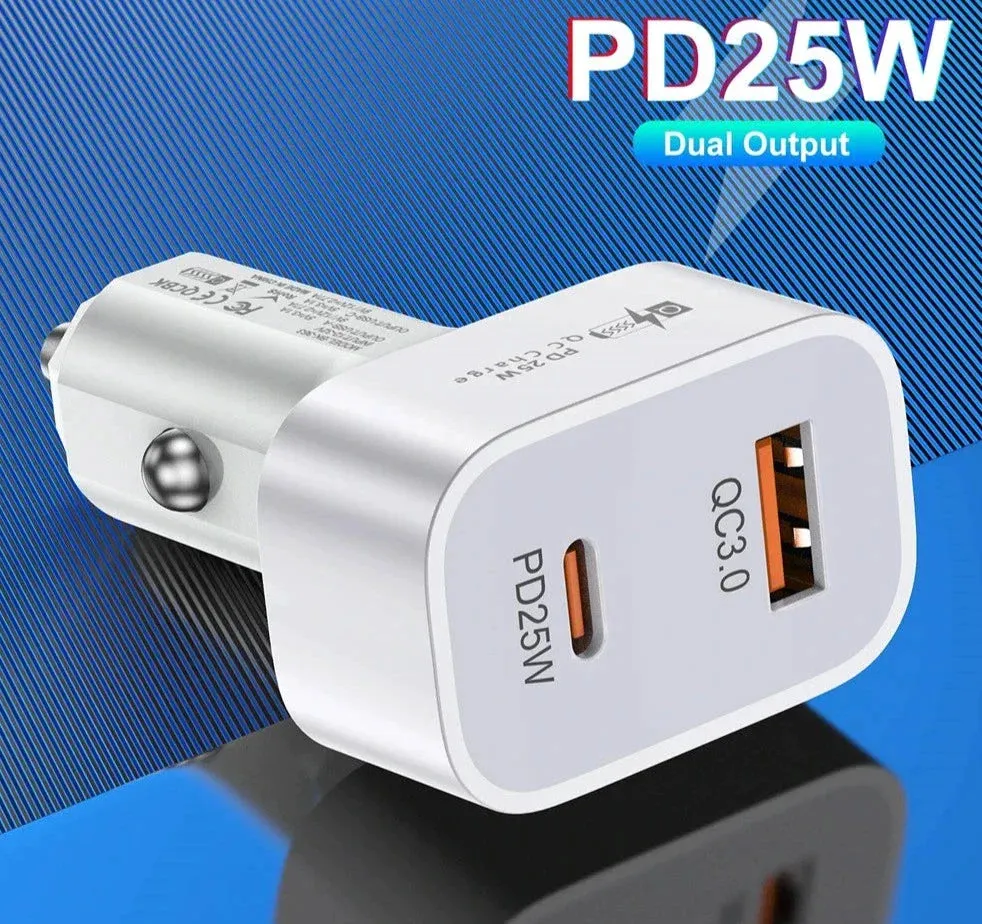 25w Usb Pd Car Charger for Iphone 14 Samsung Xiaomi Fast Charge Qc3.0 Pd3.0 Scp Afc 5a Usb c
