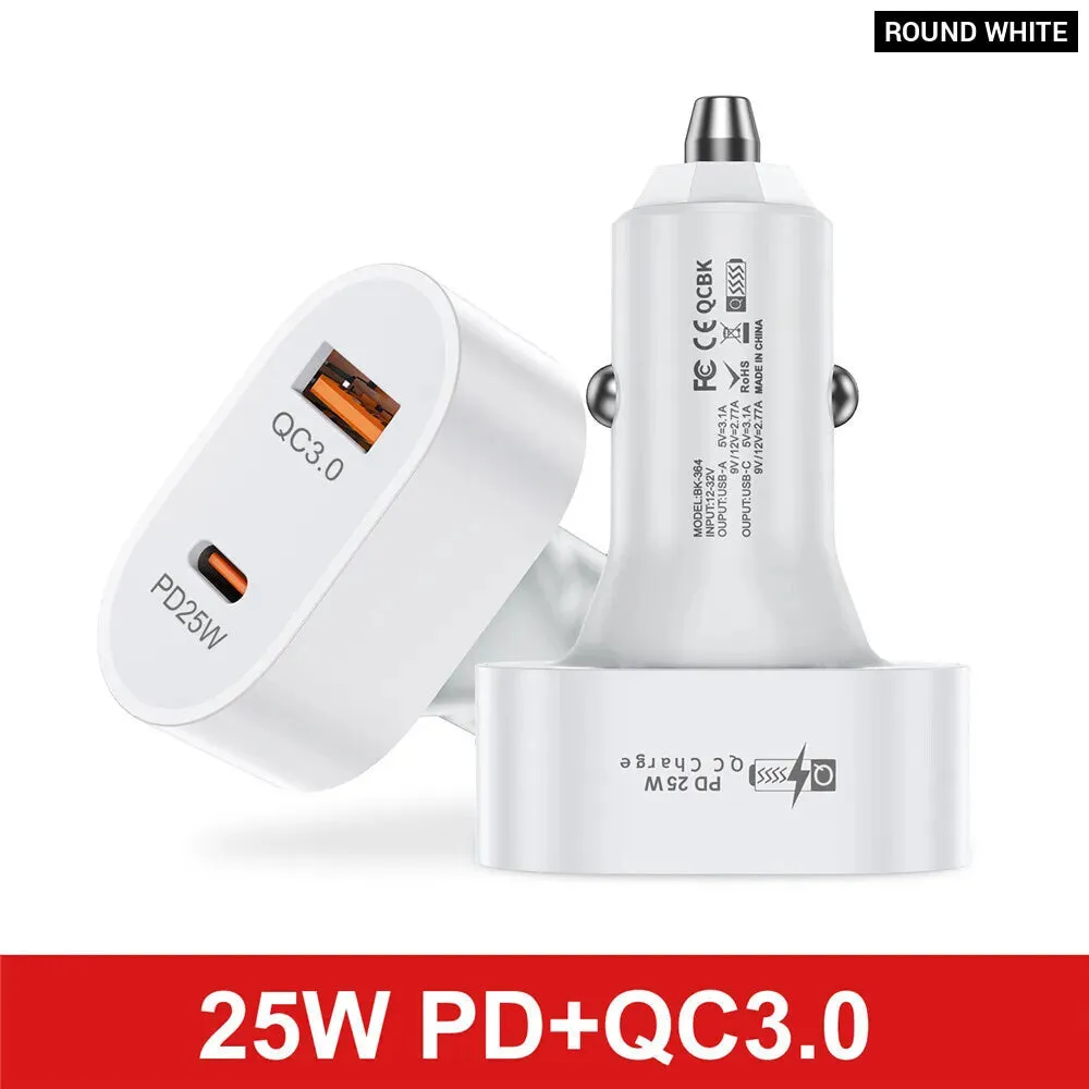 25w Usb Pd Car Charger for Iphone 14 Samsung Xiaomi Fast Charge Qc3.0 Pd3.0 Scp Afc 5a Usb c