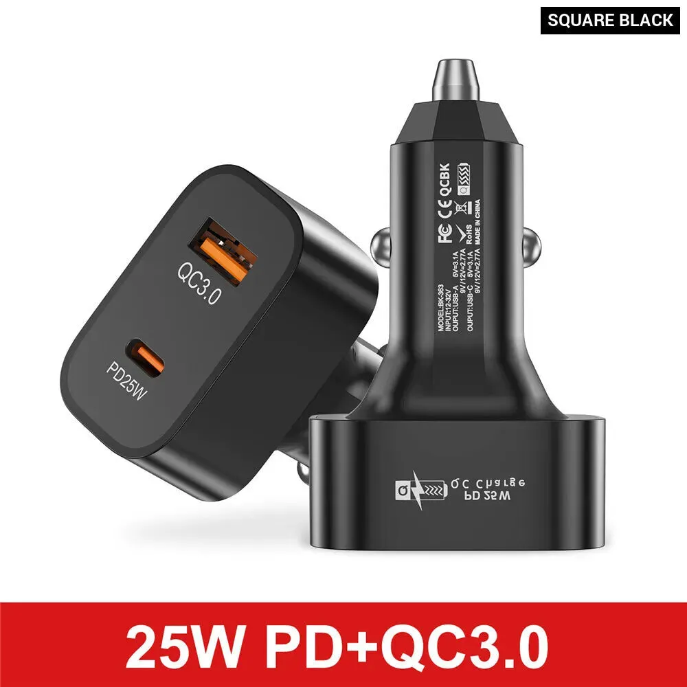 25w Usb Pd Car Charger for Iphone 14 Samsung Xiaomi Fast Charge Qc3.0 Pd3.0 Scp Afc 5a Usb c
