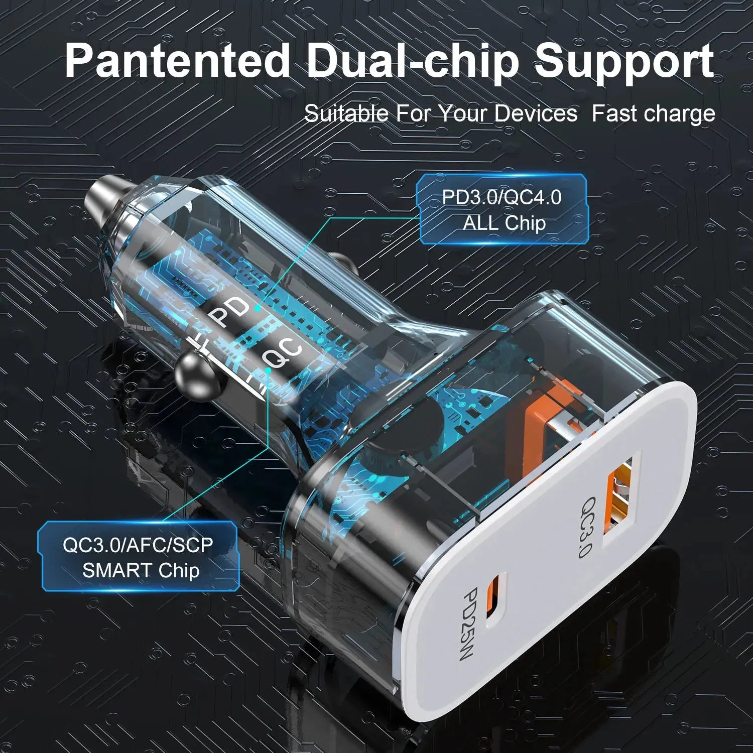25w Usb Pd Car Charger for Iphone 14 Samsung Xiaomi Fast Charge Qc3.0 Pd3.0 Scp Afc 5a Usb c