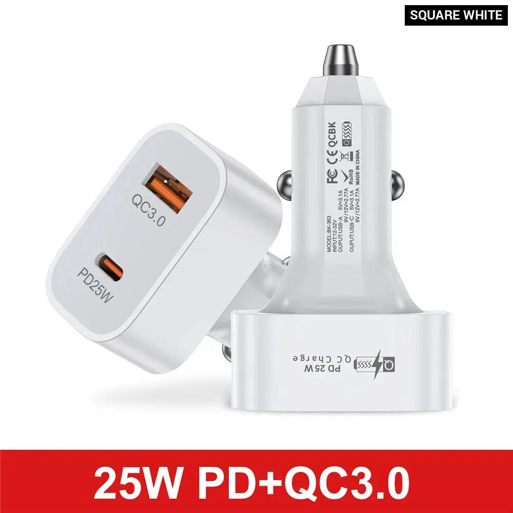 25w Usb Pd Car Charger for Iphone 14 Samsung Xiaomi Fast Charge Qc3.0 Pd3.0 Scp Afc 5a Usb c