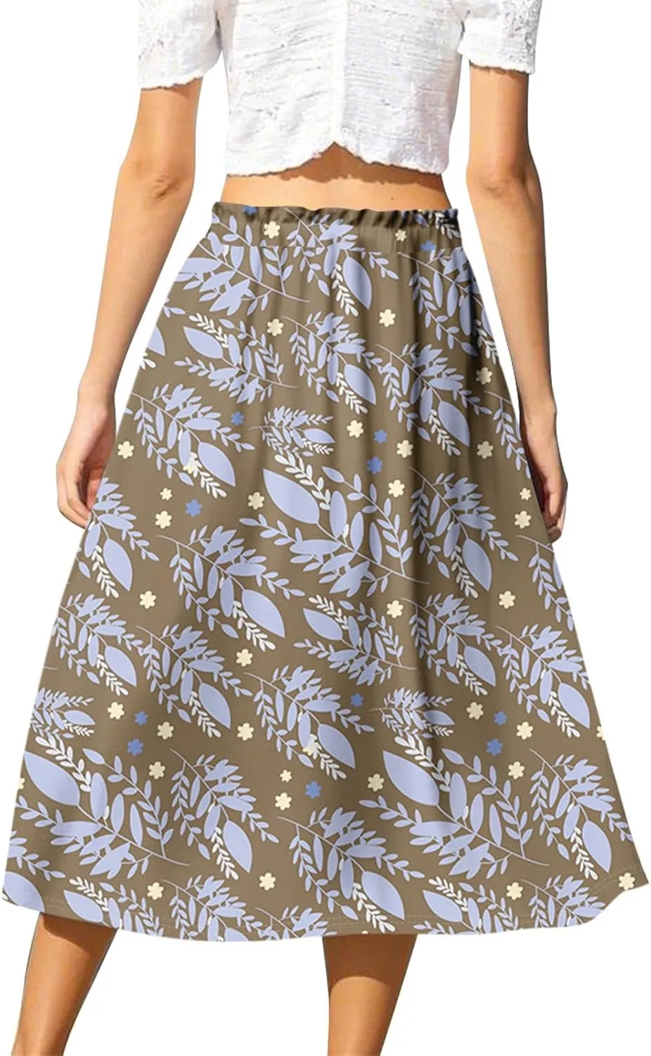 ADHOWBEW Long Skirts for Women Plus Size Casual Flowy A Line Ruffle Beach Midi Length Trendy Cute High Waisted Summer Skirts