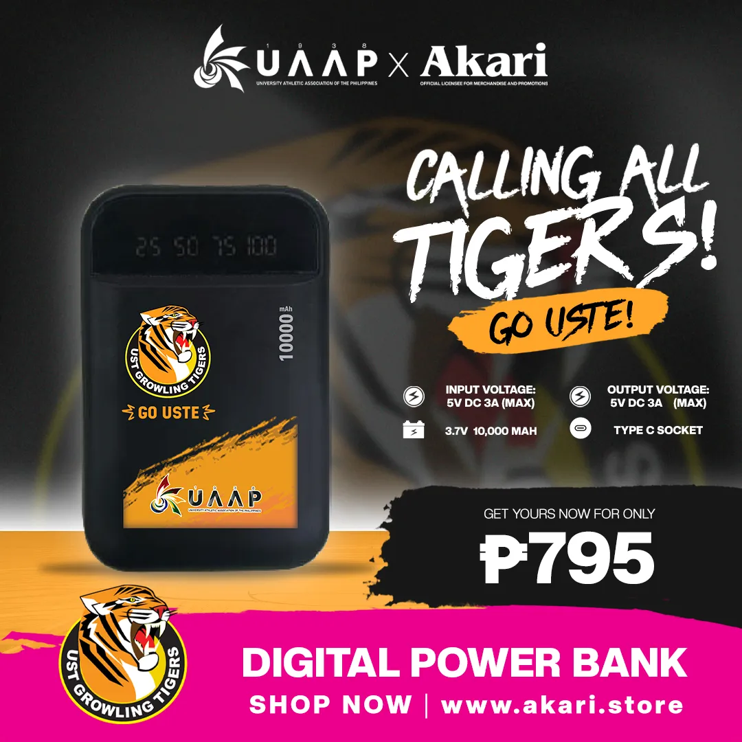 AKARI X UAAP [ UST ]  10000mAh Digital Powerbank with built-in charging Cables