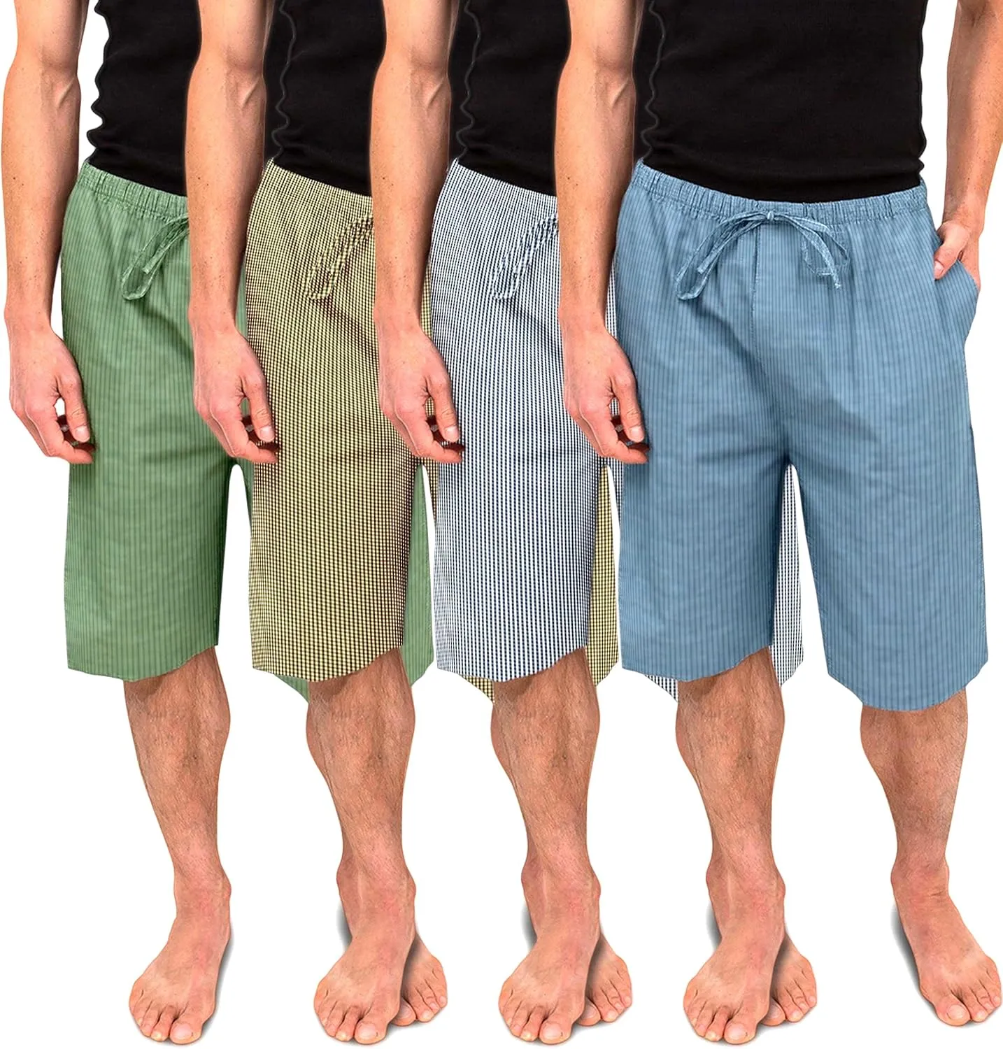 Andrew Scott Men's Soft Poplin Woven Pajama & Sleep Jam Cargo Short Lounge Pants | Multi Packs