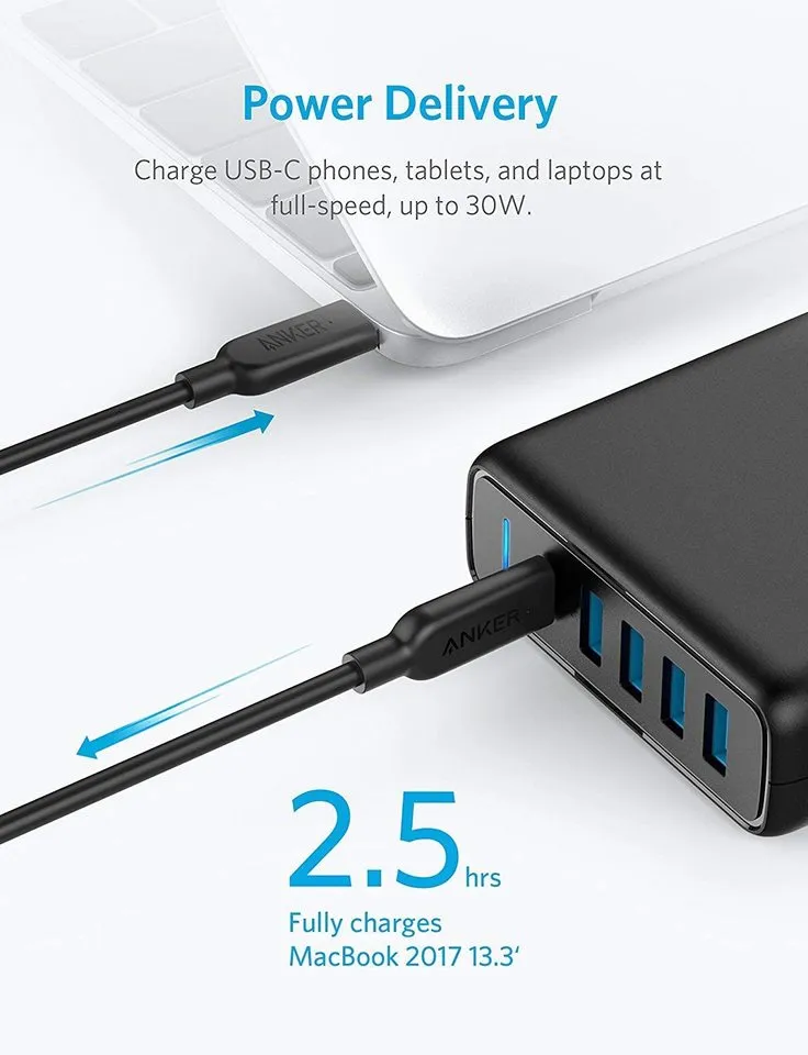 Anker Powerport Speed PD 5 60w Black - A2056K11