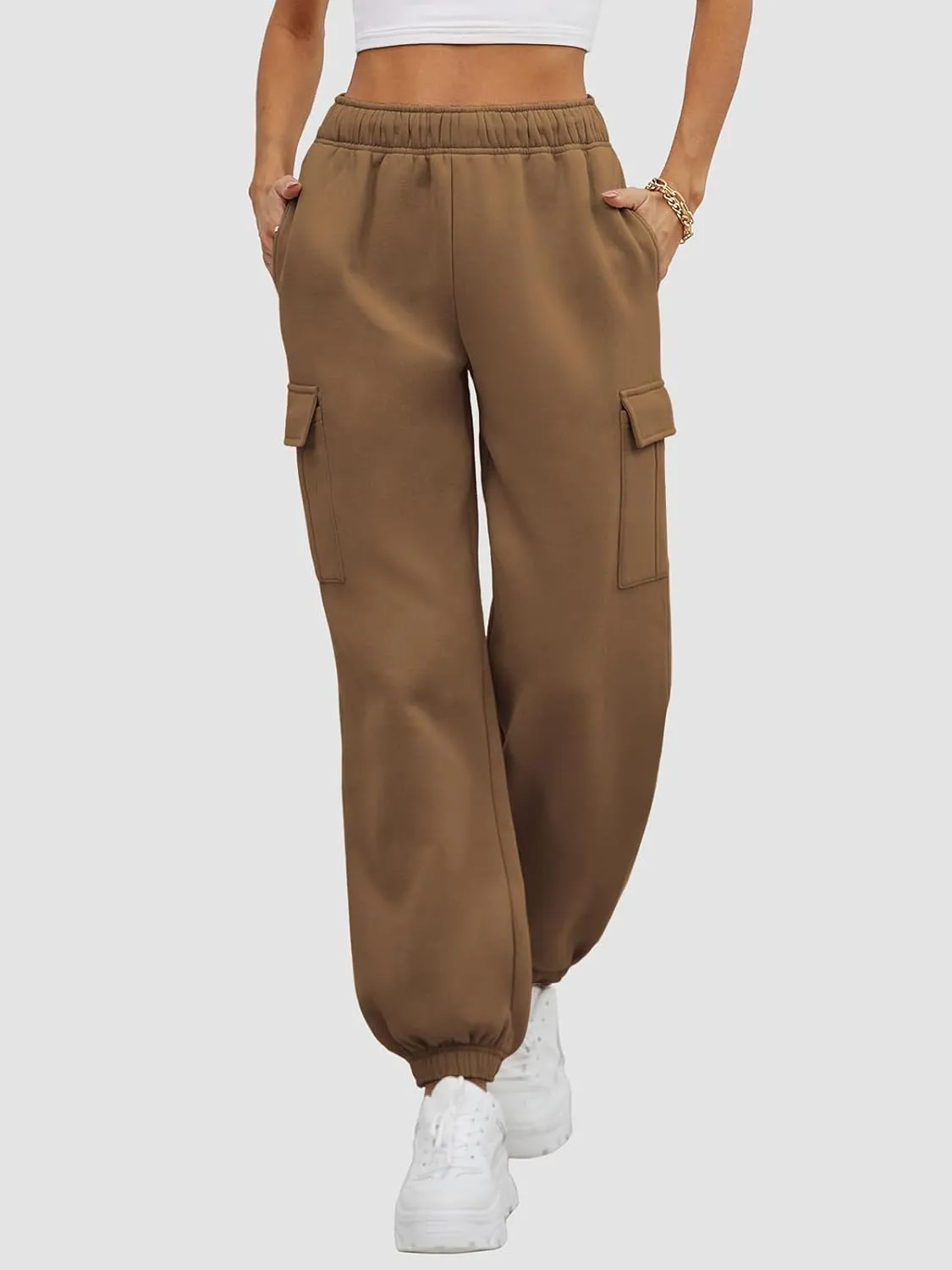 ATHMILE Womens Cargo Sweatpants Oversized Fleece Joggers Fall Fashion Outfits Y2k Clothes 2024 with Pockets