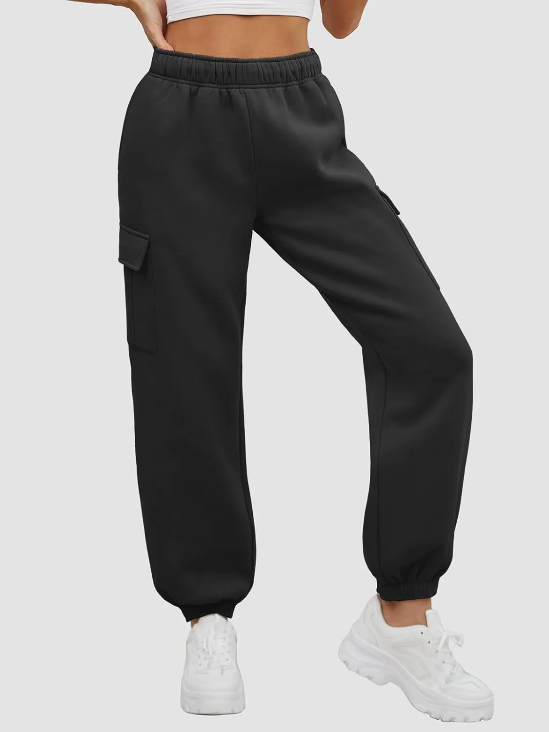 ATHMILE Womens Cargo Sweatpants Oversized Fleece Joggers Fall Fashion Outfits Y2k Clothes 2024 with Pockets