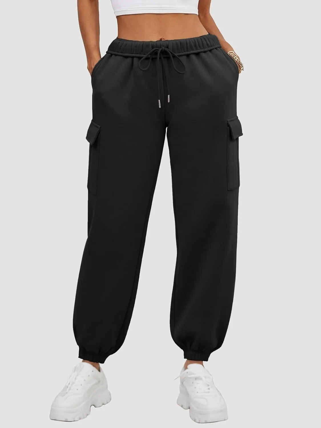 ATHMILE Womens Cargo Sweatpants Oversized Fleece Joggers Fall Fashion Outfits Y2k Clothes 2024 with Pockets