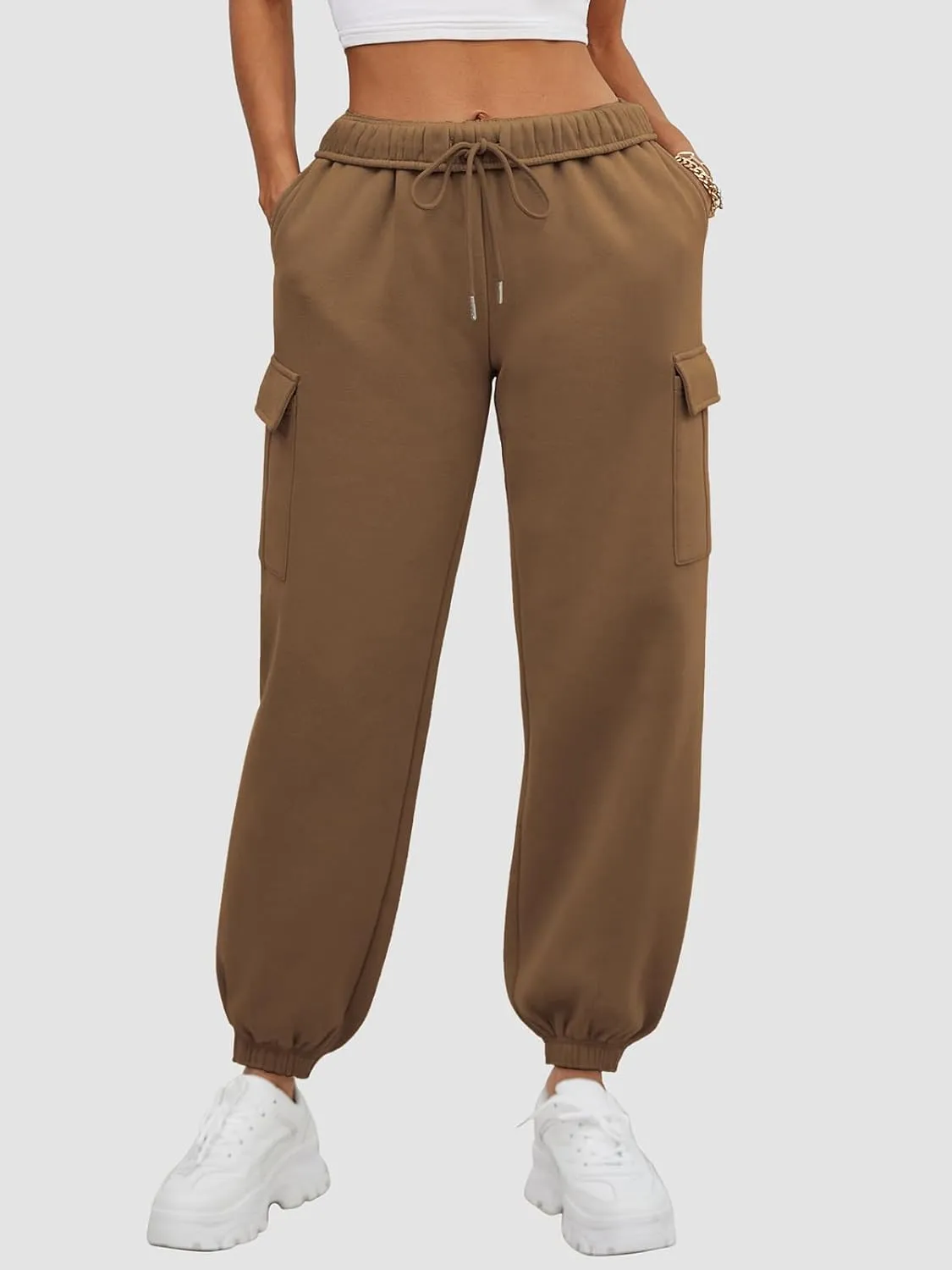ATHMILE Womens Cargo Sweatpants Oversized Fleece Joggers Fall Fashion Outfits Y2k Clothes 2024 with Pockets
