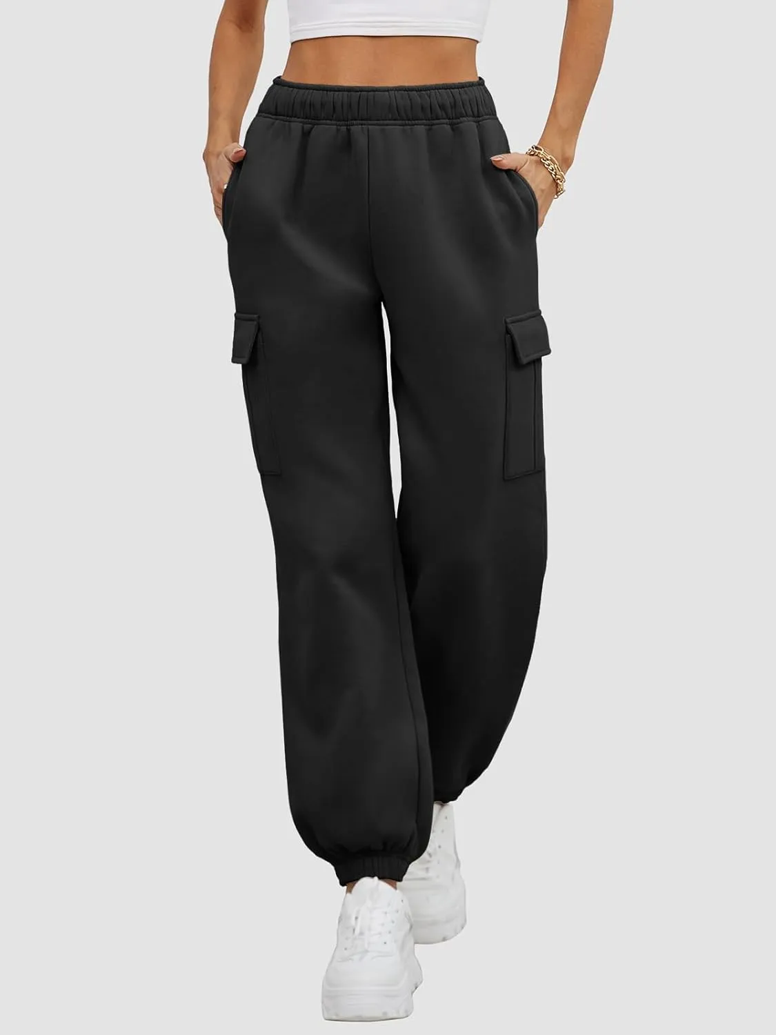ATHMILE Womens Cargo Sweatpants Oversized Fleece Joggers Fall Fashion Outfits Y2k Clothes 2024 with Pockets