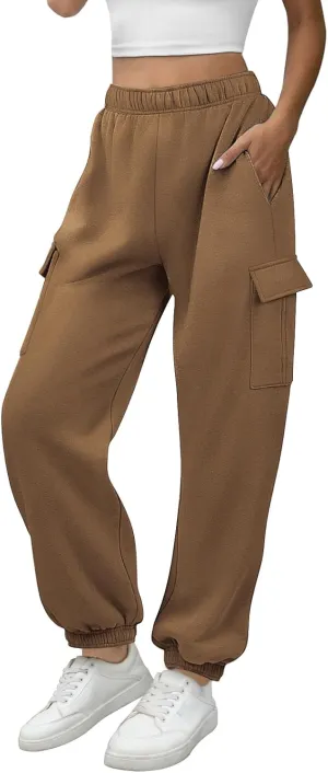 ATHMILE Womens Cargo Sweatpants Oversized Fleece Joggers Fall Fashion Outfits Y2k Clothes 2024 with Pockets