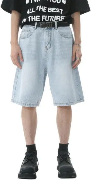 Baggy Jean Shorts for Men Summer Casual Vintage Baggy Jorts Loose Fit Wide Leg Denim Shorts Y2K with Pockets