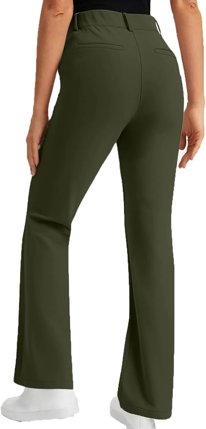 Bootcut Dress Pants for Women Business Casual High Waist Regular Fit Work Pants Elegant Office Trousers with Pockets