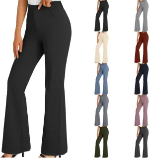 Bootcut Dress Pants for Women Business Casual High Waist Regular Fit Work Pants Elegant Office Trousers with Pockets