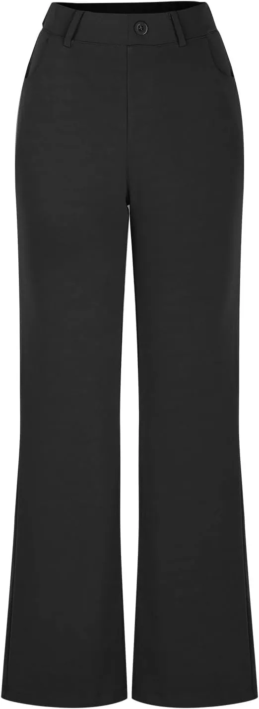 Bootcut Dress Pants for Women Business Casual High Waist Regular Fit Work Pants Elegant Office Trousers with Pockets