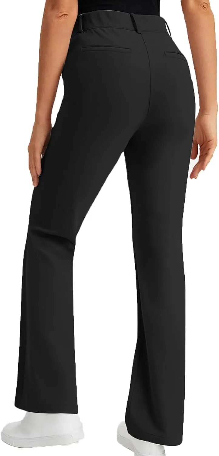 Bootcut Dress Pants for Women Business Casual High Waist Regular Fit Work Pants Elegant Office Trousers with Pockets