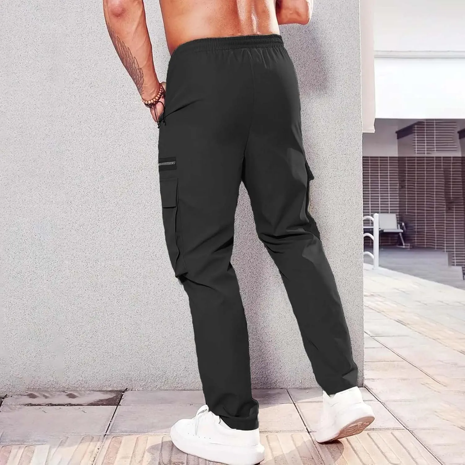 Cargo Pants for Men Big Tall Cotton Casual Cargo Work Pants Baggy Joggers Athletic Pants Loose Straight Sweatpants