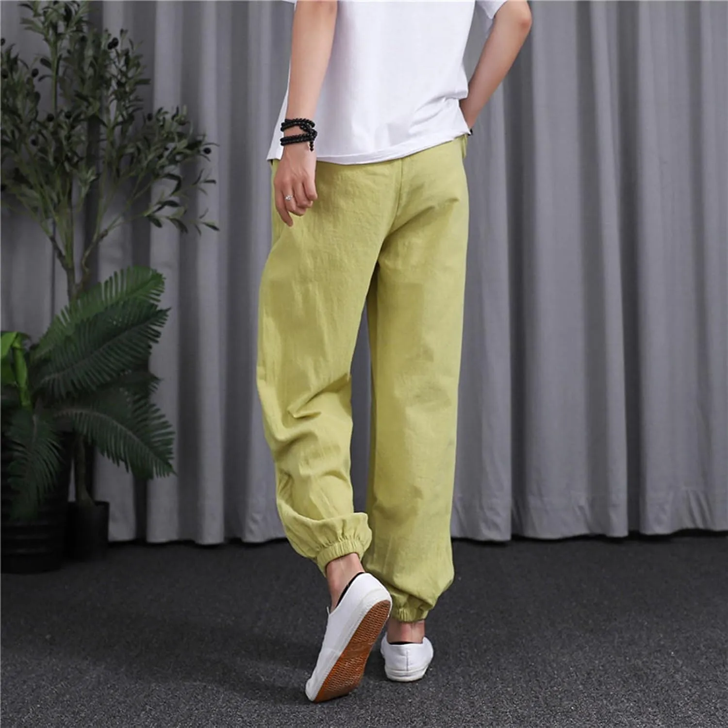Comfy Pants for Women Summer Trendy Loose Cotton Linen Pants 2025 Palazzo High Waisted Long Trousers with Pockets