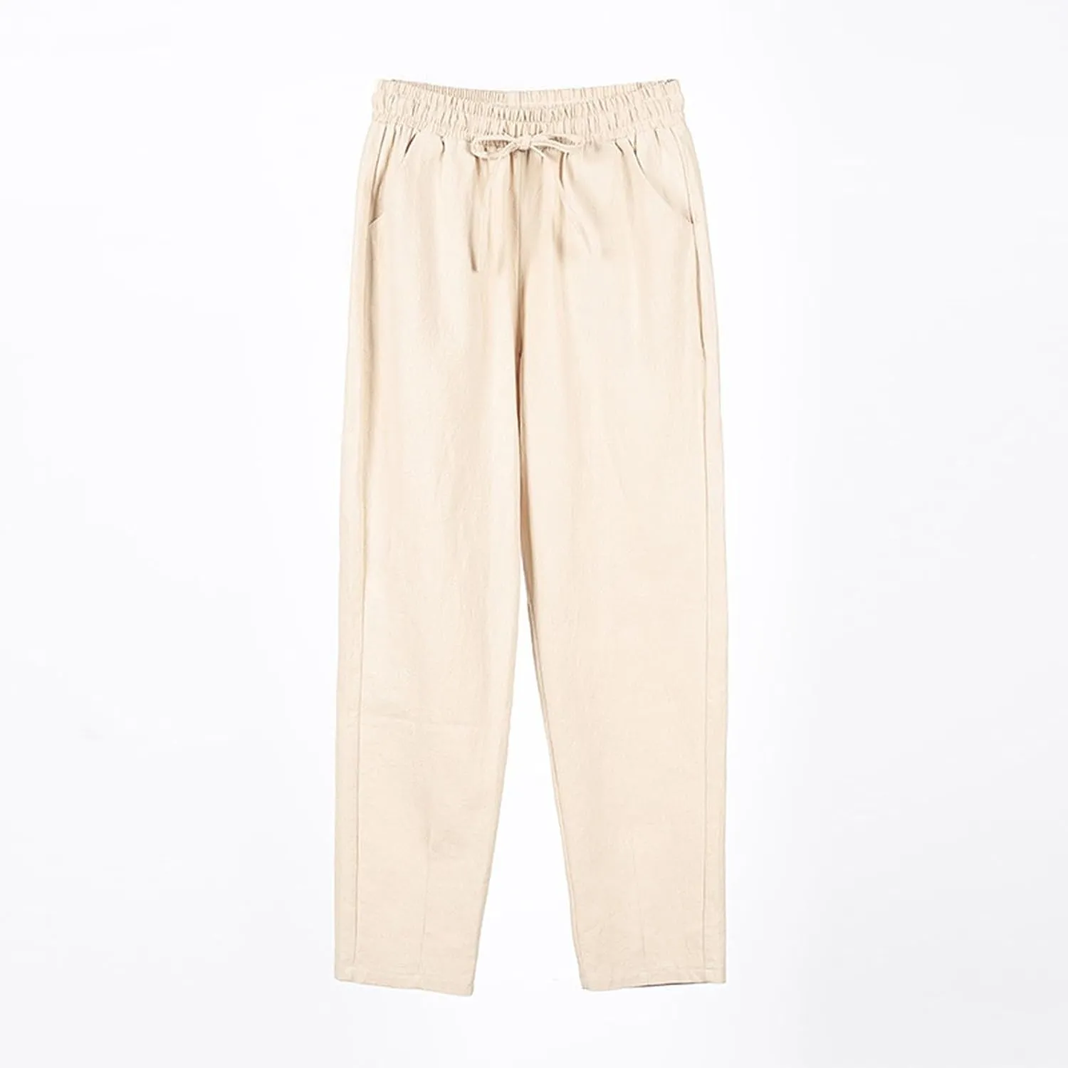 Cotton Linen Capri Pants for Women,Dress Sweatpants Wide Leg Cargo Trousers Leg High Waisted Petite