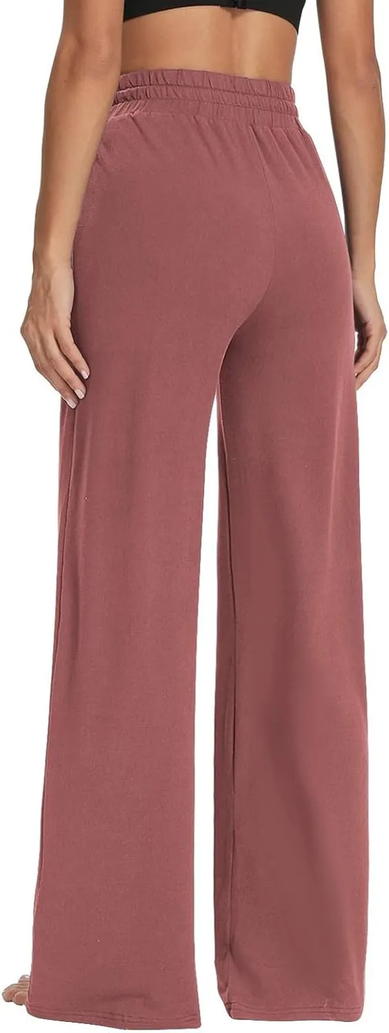 Cotton Linen Parachute Pants for Women Petite, Flowy Pants Wide Leg Summer High Waisted Trousers Cargo