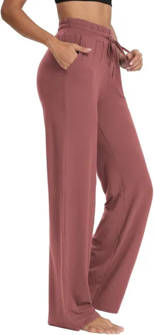 Cotton Linen Parachute Pants for Women Petite, Flowy Pants Wide Leg Summer High Waisted Trousers Cargo