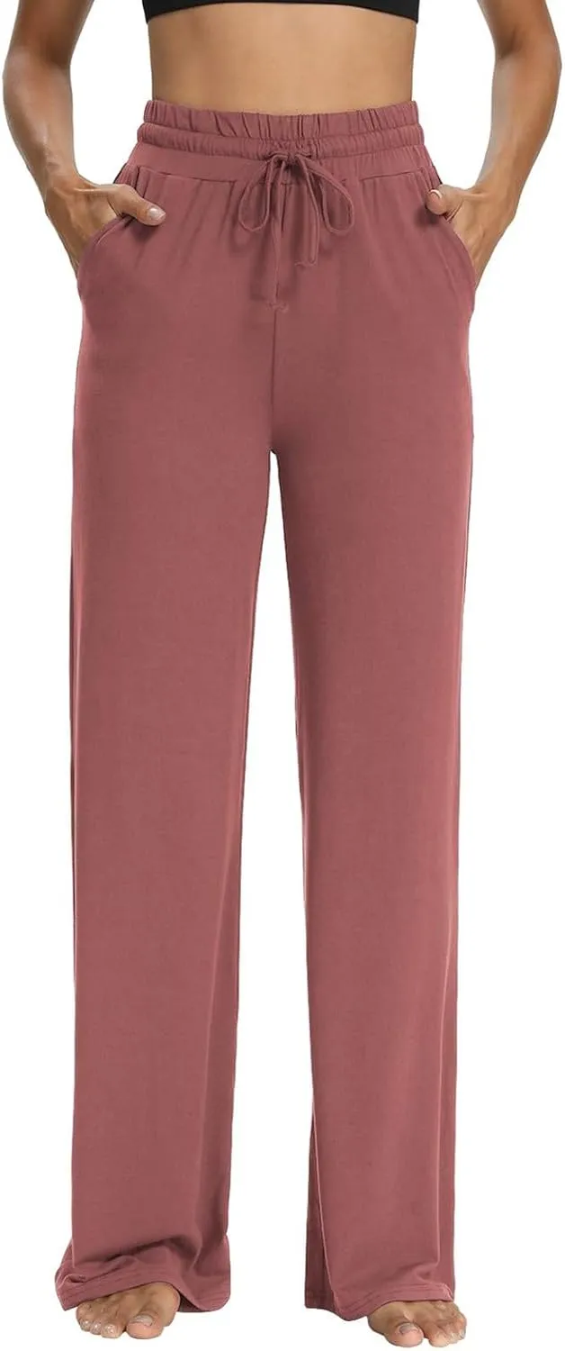 Cotton Linen Parachute Pants for Women Petite, Flowy Pants Wide Leg Summer High Waisted Trousers Cargo