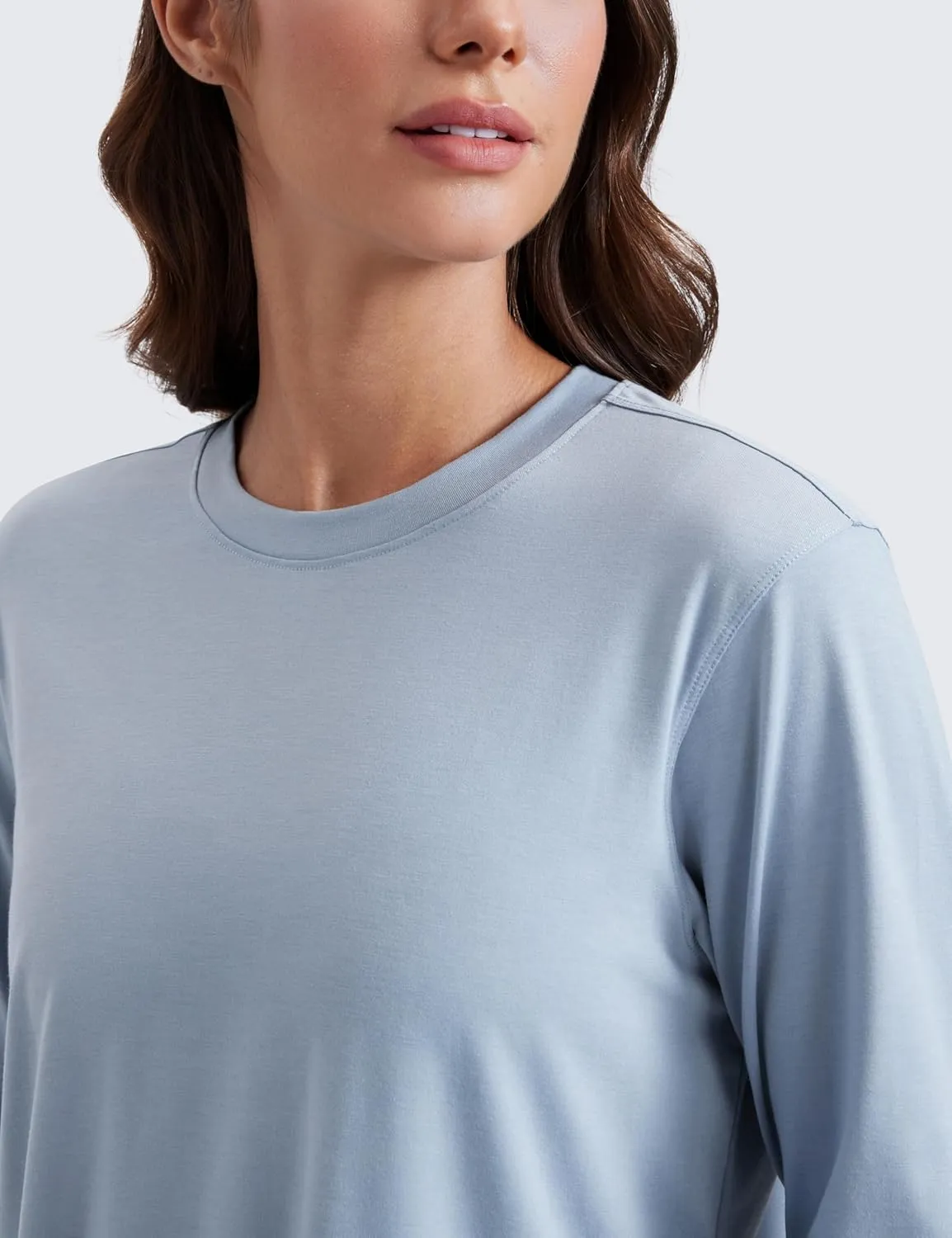 CRZ YOGA Womens Long Sleeve Tops High Crew Neck Casual Fall Shirts Basic Quick Dry Workout Athletic T-Shirt