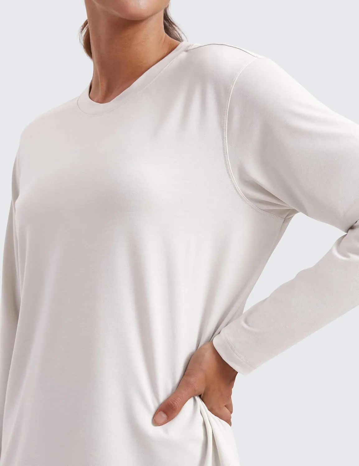 CRZ YOGA Womens Long Sleeve Tops High Crew Neck Casual Fall Shirts Basic Quick Dry Workout Athletic T-Shirt