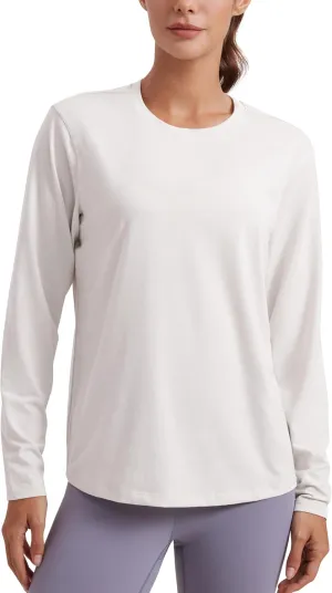 CRZ YOGA Womens Long Sleeve Tops High Crew Neck Casual Fall Shirts Basic Quick Dry Workout Athletic T-Shirt
