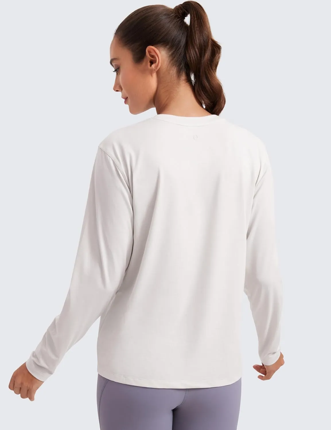 CRZ YOGA Womens Long Sleeve Tops High Crew Neck Casual Fall Shirts Basic Quick Dry Workout Athletic T-Shirt