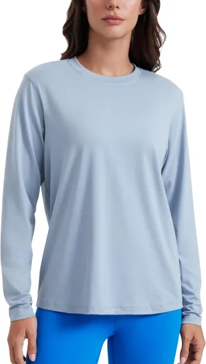 CRZ YOGA Womens Long Sleeve Tops High Crew Neck Casual Fall Shirts Basic Quick Dry Workout Athletic T-Shirt