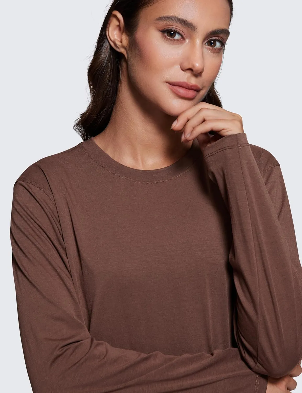 CRZ YOGA Womens Long Sleeve Tops High Crew Neck Casual Fall Shirts Basic Quick Dry Workout Athletic T-Shirt