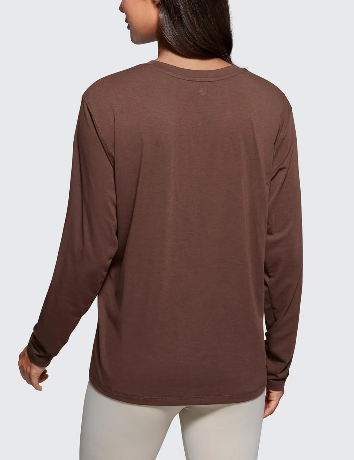 CRZ YOGA Womens Long Sleeve Tops High Crew Neck Casual Fall Shirts Basic Quick Dry Workout Athletic T-Shirt