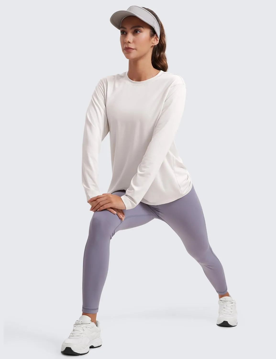 CRZ YOGA Womens Long Sleeve Tops High Crew Neck Casual Fall Shirts Basic Quick Dry Workout Athletic T-Shirt