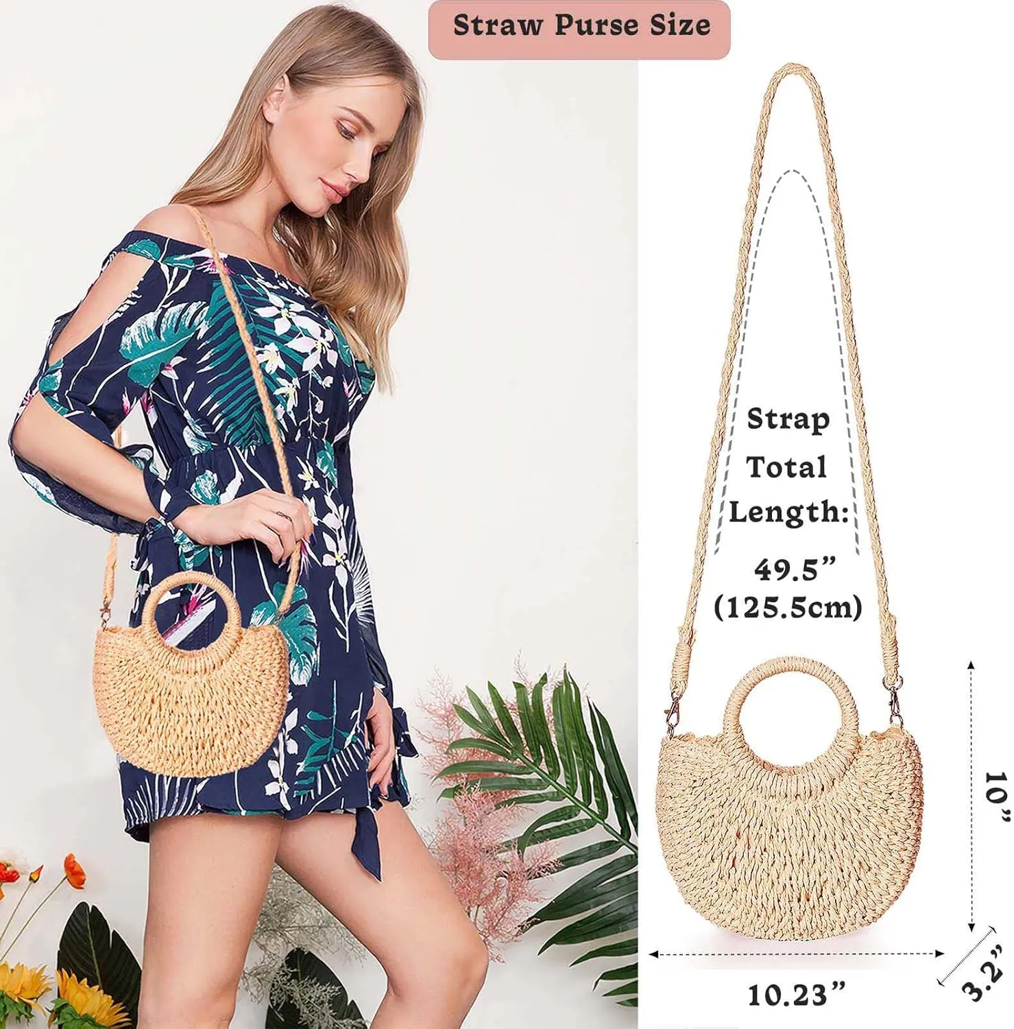 Dailyacc Straw Shoulder Bag For Women Woven Purse Beach Envelope Clutch Straws Wallet