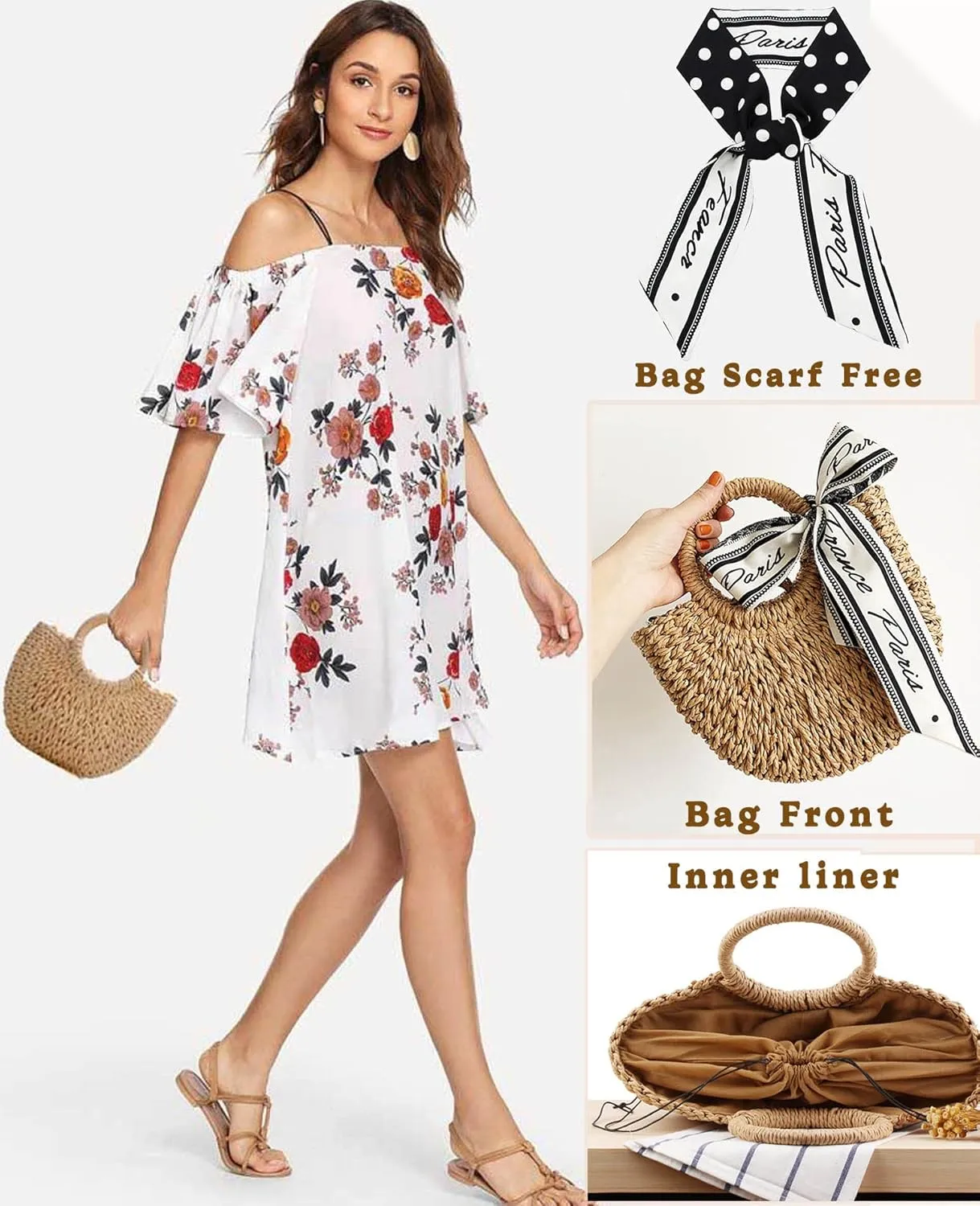 Dailyacc Straw Shoulder Bag For Women Woven Purse Beach Envelope Clutch Straws Wallet