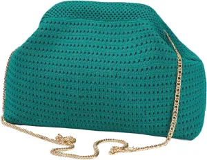 DIHKLCIO Summer Beach Woven Clutch Purses for Women 2025 Cloud Dumpling Pouch Purse Crossbody Bag Handbag Crochet Stripped