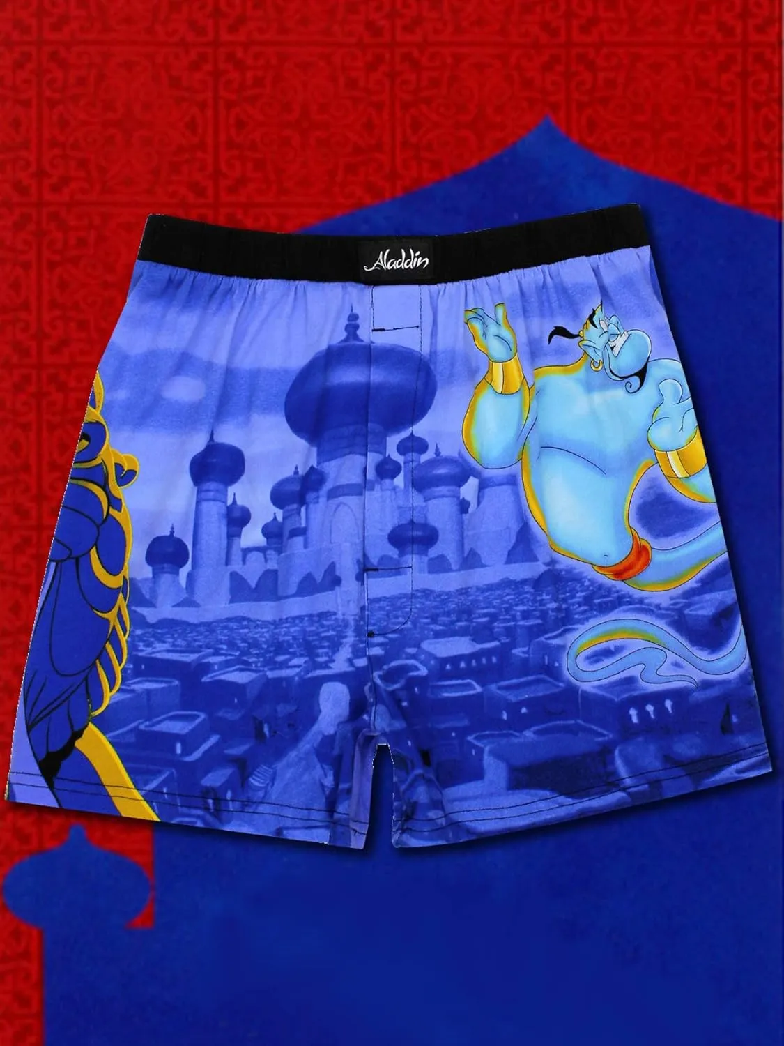 Disney Aladdin Genie Jafar Mens Briefly Stated Boxer Lounge Shorts