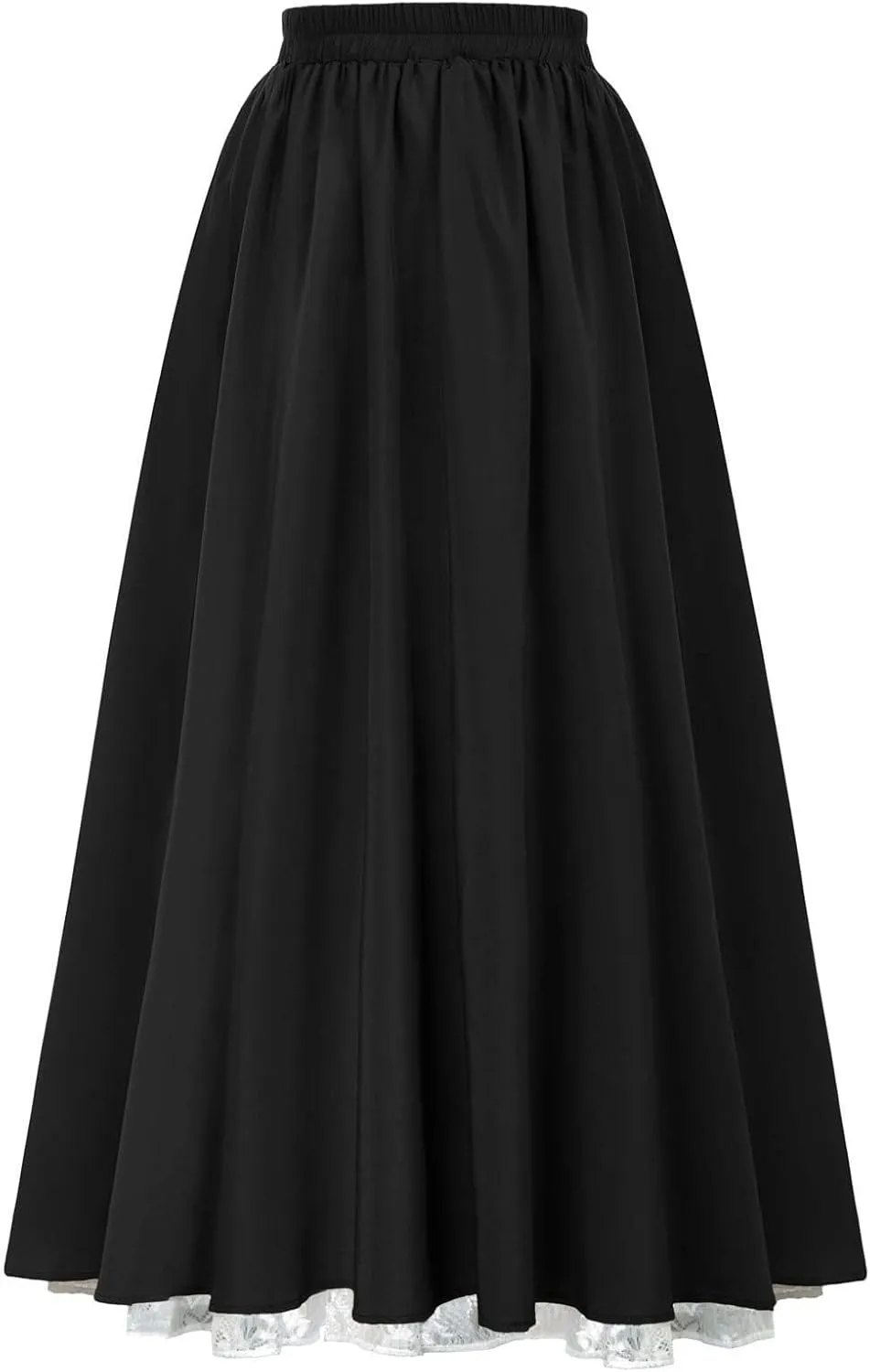 Double Layered Skirts for Women Vintage Elastic High Waist Maxi Skirt Fashion Victorian Renaissance Long Skirt