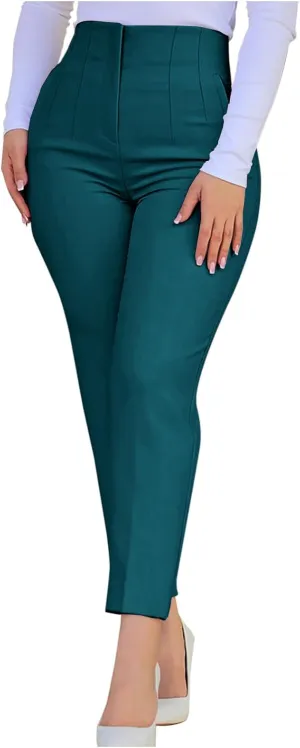 Dress Pants for Women Casual High Waist Work Office Pants Slim Fit Tummy Control Business Ankle Length Trousers