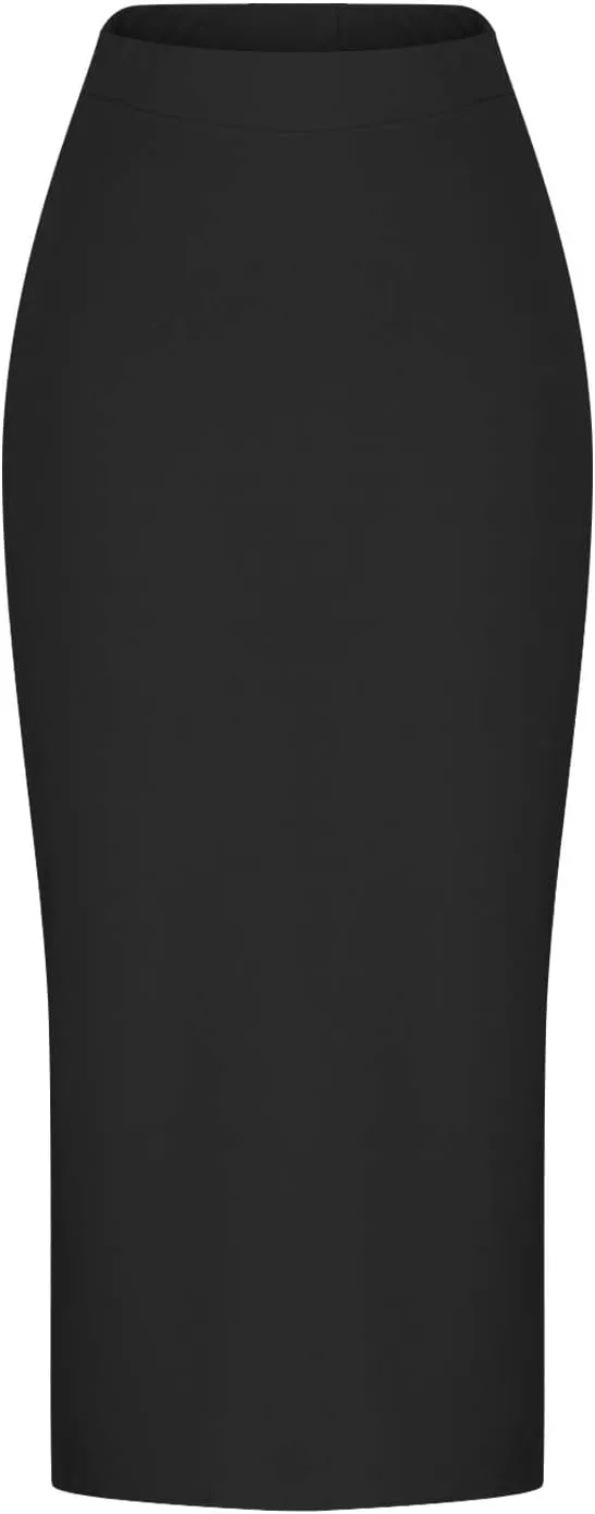 Elegant Wrap Fishtail Skirts for Women High Waisted Split Side Skirt Elastic A Line Midi Skirts Bodycon Office Skirt