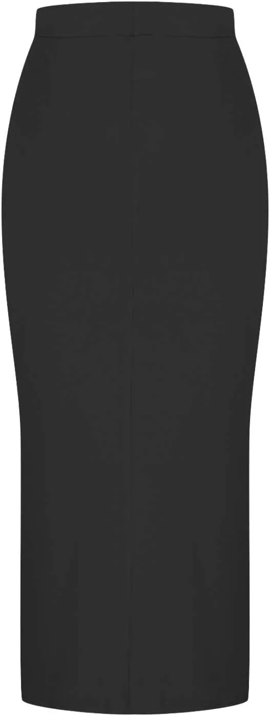 Elegant Wrap Fishtail Skirts for Women High Waisted Split Side Skirt Elastic A Line Midi Skirts Bodycon Office Skirt
