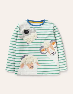 Farm Animal Appliqué T-shirt-Green Pepper Sheep