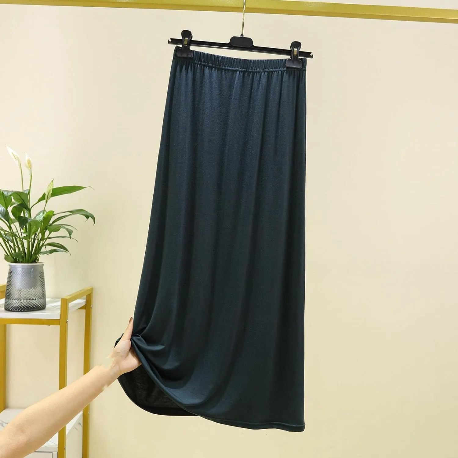Flowy Maxi Long Skirt for Women Split Front High Waisted Midi Skirts Casual Elastic A Line Skirt Knee Length Skirts