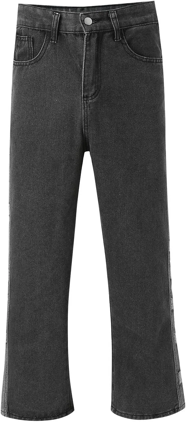 GIERIDUC Harajuku Hip Hop Denim Pants Men Winter Workout Clothes for Men Casual Jogger Pants for Men Long Legged Joggers Mens
