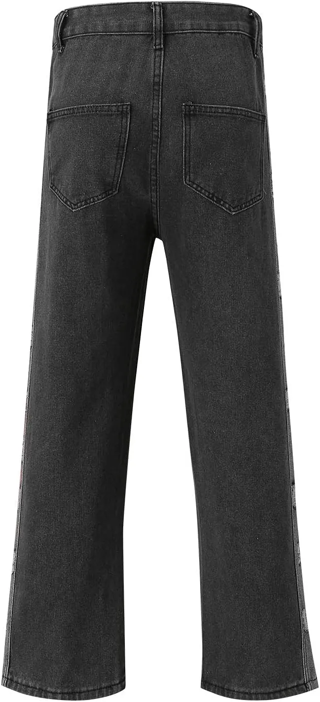 GIERIDUC Harajuku Hip Hop Denim Pants Men Winter Workout Clothes for Men Casual Jogger Pants for Men Long Legged Joggers Mens